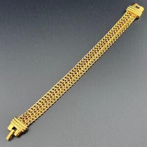 Signed Monet Vintage Gold Tone Wide Chain Bracelet 7.5"